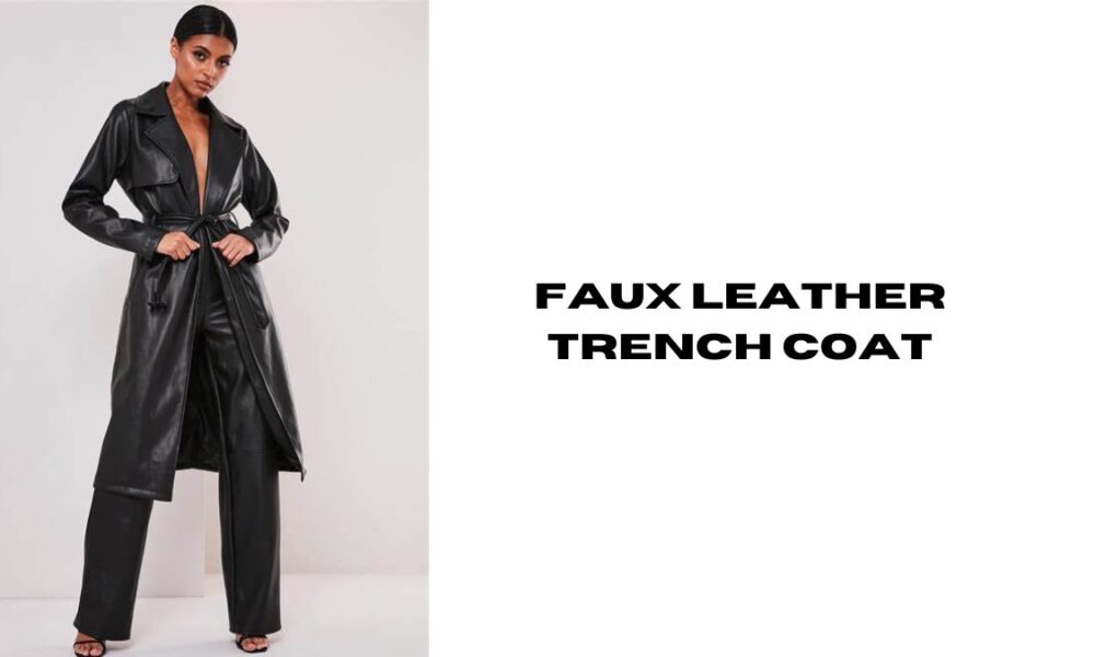 faux leather trench coat