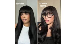 1. Yaki Straight Ultra Natural Undetectable Frontal Wig with Bangs
