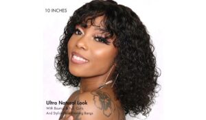 3. Natural Short Curly Fringe Wig – Hot Curly Bangs
