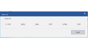 Select the items you want to recover and then click on the Save Repaired File. Select the desired file format (PST) from ‘Save As’ window and click ‘Next’.