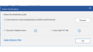 Choose the location where you want to save the PST file and click OK.