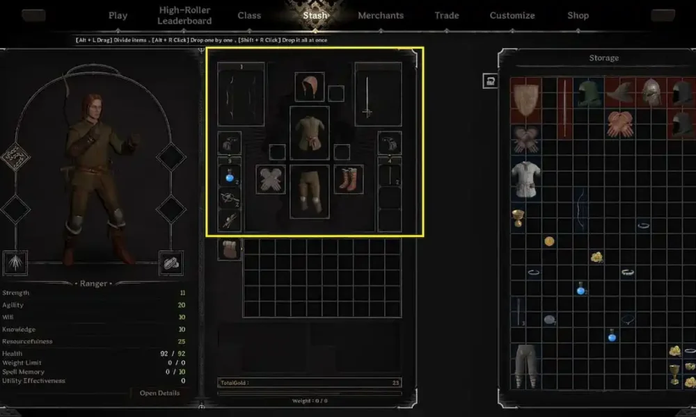 Equipment in Dark and Darker